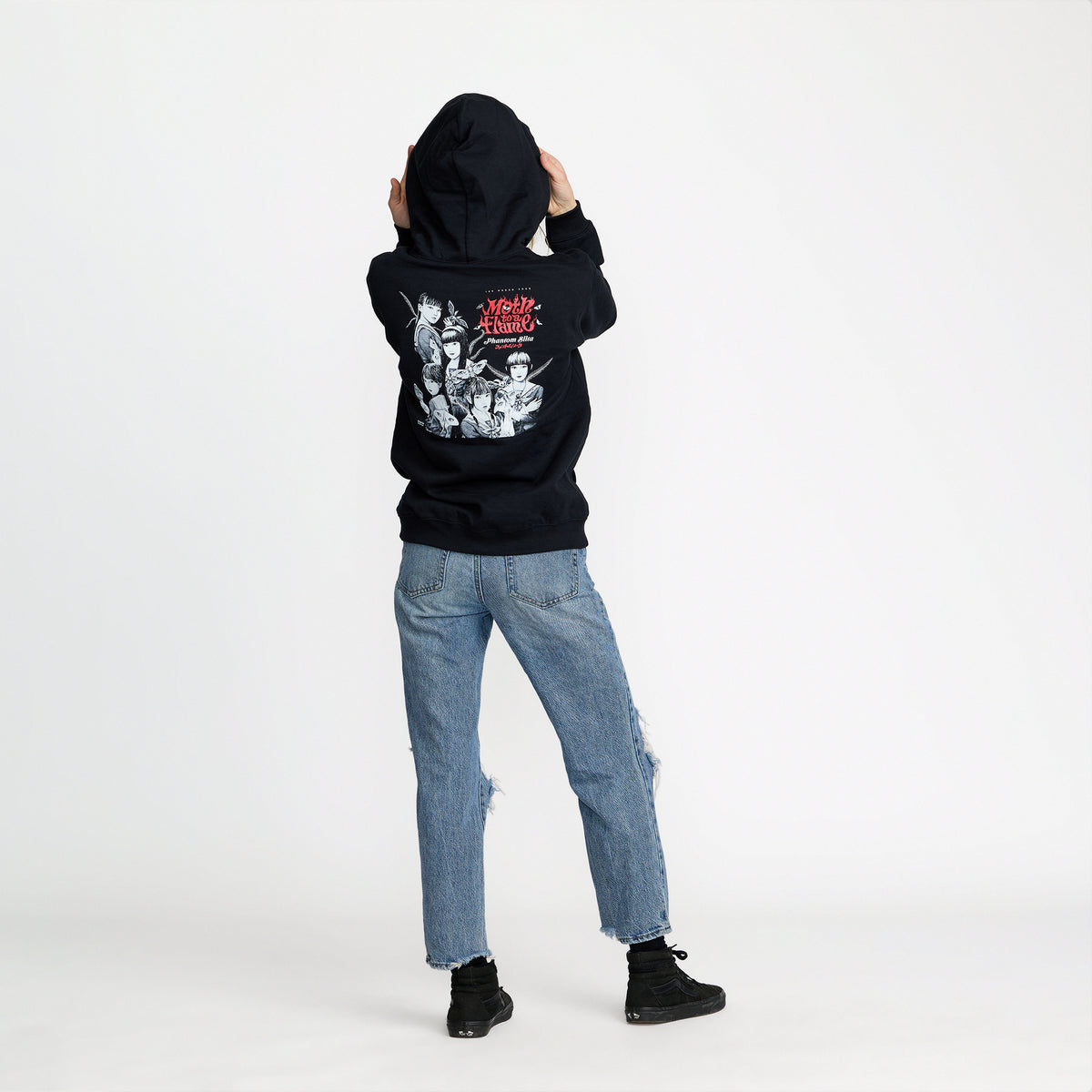 Phantom Siita Illustrated Pullover back print on model; official band merch by TSURT