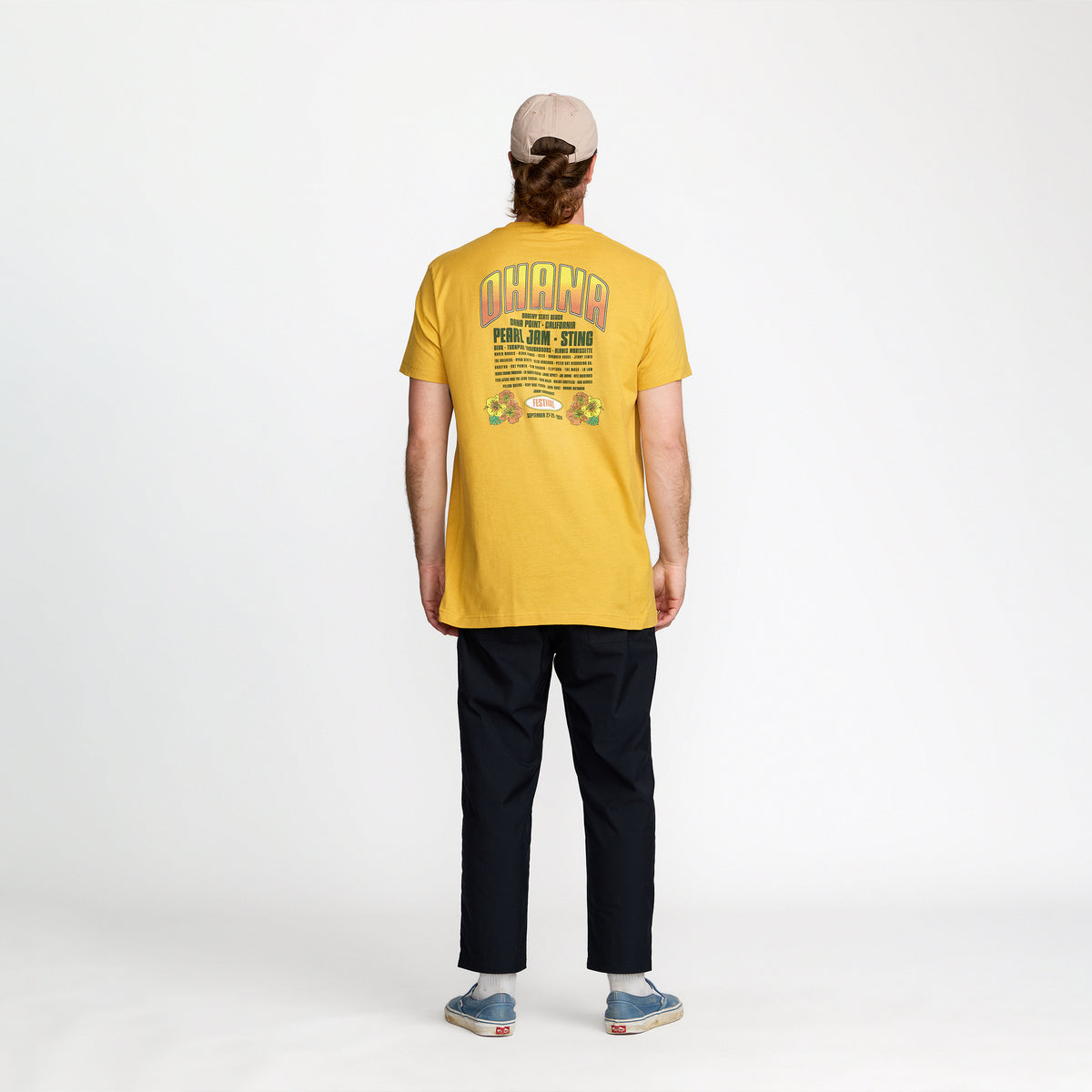 Ohana Festival Tropisurf Tee back print on model; official Ohana Festival merch by TSURT
