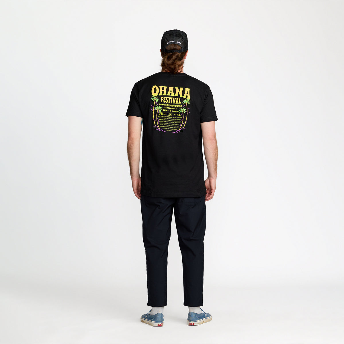 Ohana Festival Sunny Daze Tee back print on model; official Ohana Festival merch by TSURT