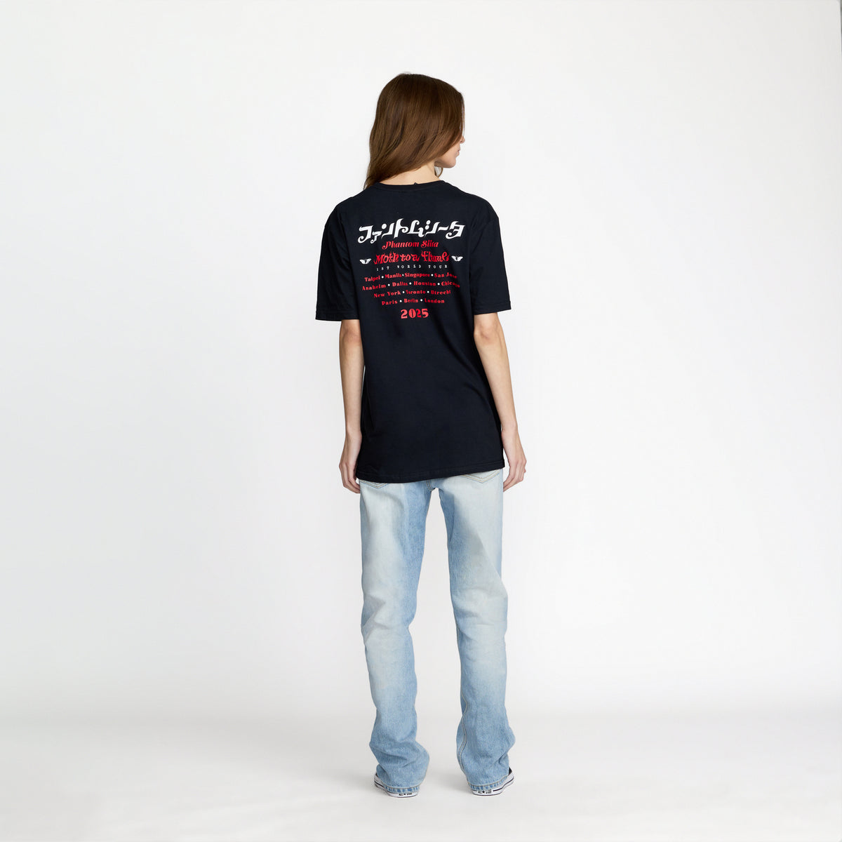 Phantom Siita Bootleg Tee back print on model; official band merch by TSURT