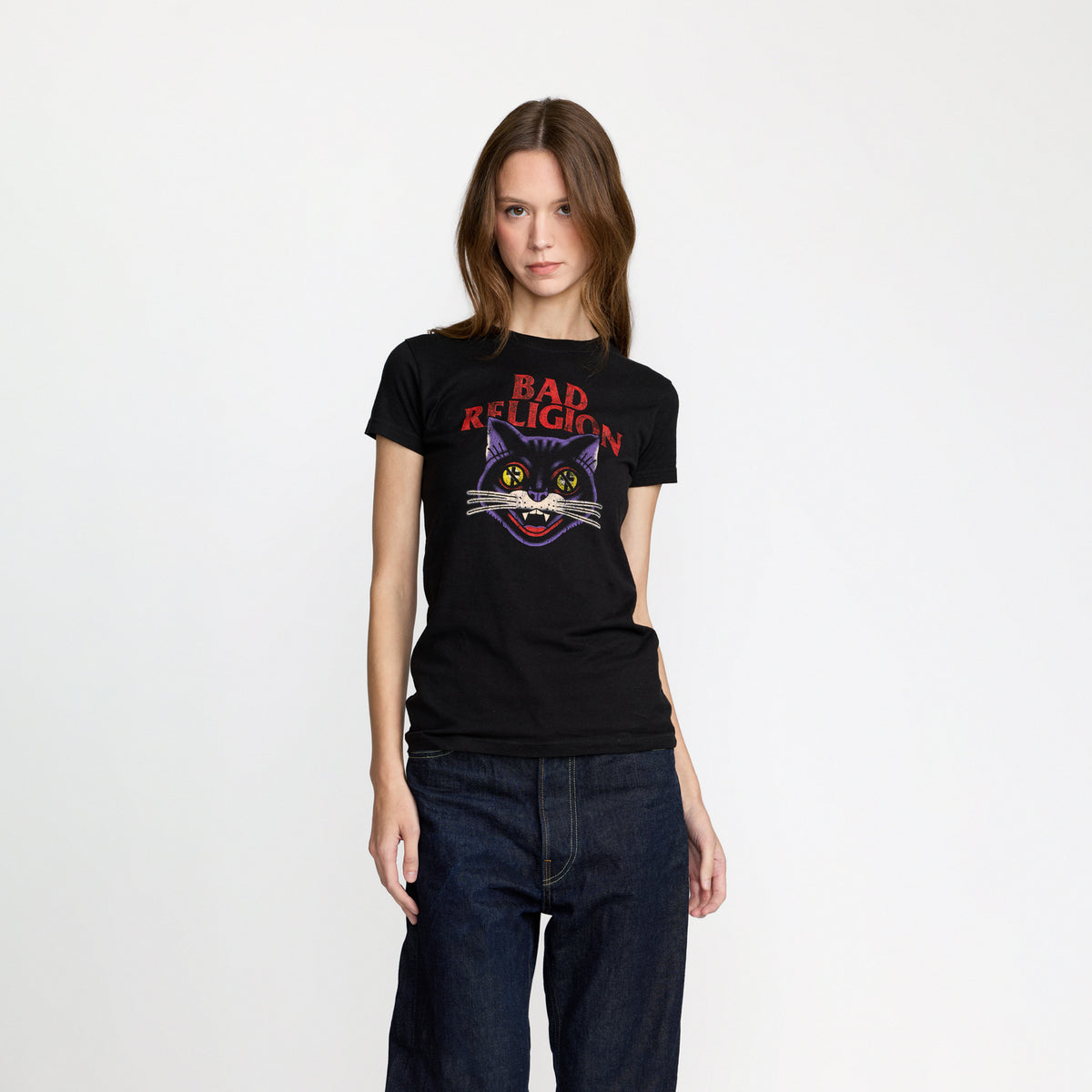 Bad Religion Buster Cat Tour Tee front print on mode; official merch by TSURT