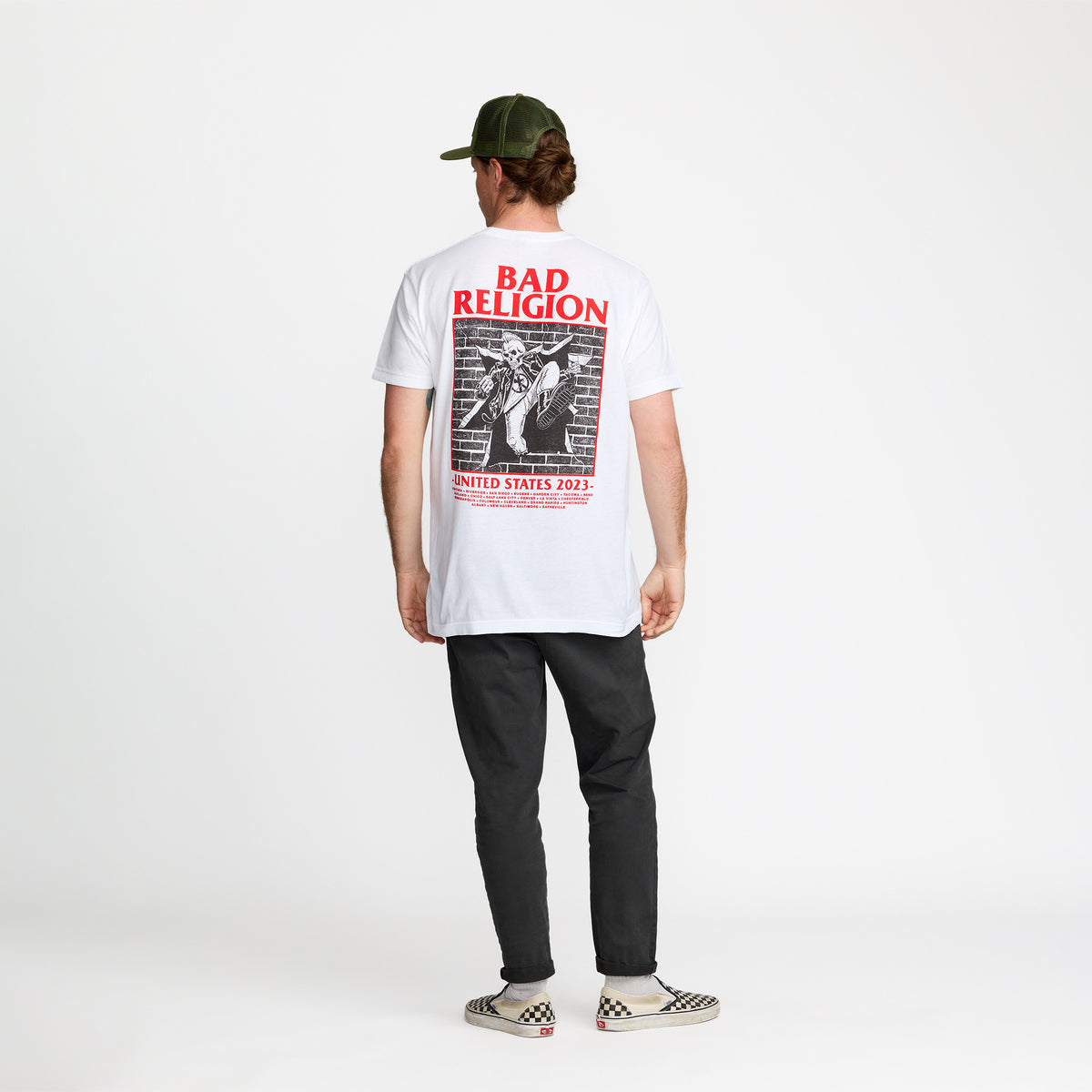 Bad Religion Breakout Tour Tee back print on model; official merch by TSURT