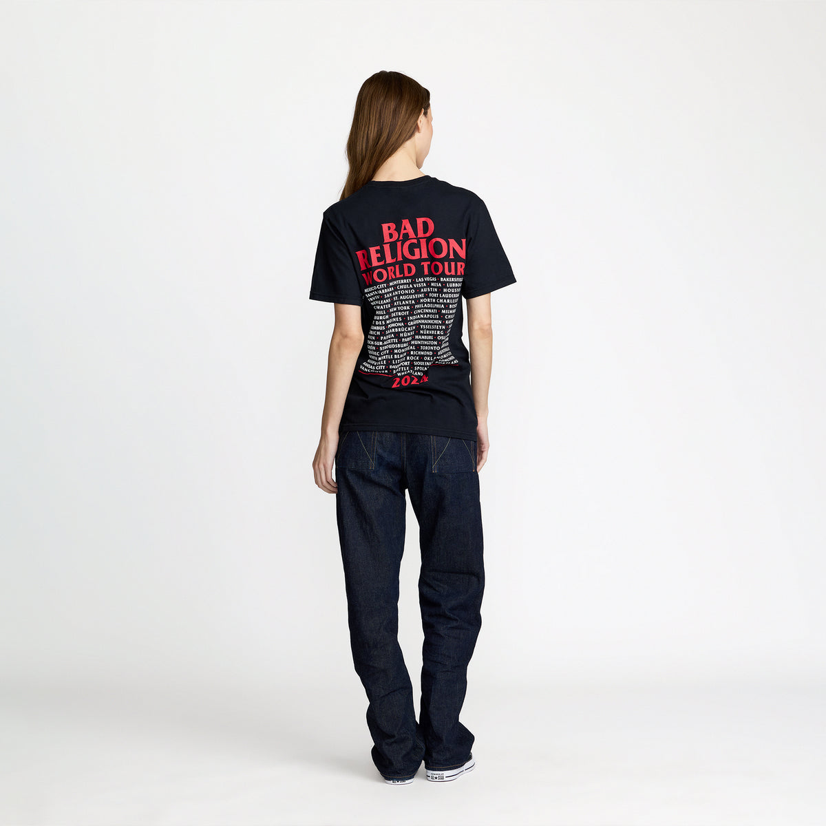 Bad Religion World Buster 2024 Tour Tee back print; official Bad Religion merch by TSURT
