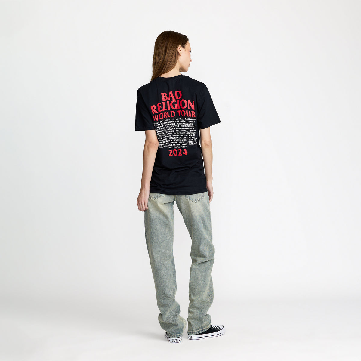 Bad Religion Text Tour 2024 Tee back print; official Bad Religion merch by TSURT