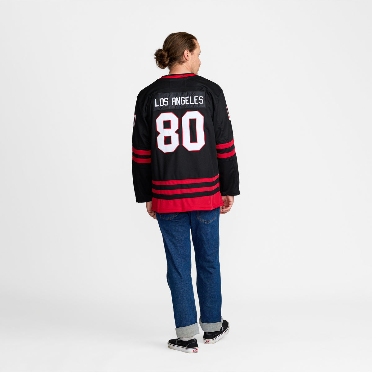Bad Religion Buster Hockey Jersey back on model; official Bad Religion merch by TSURT