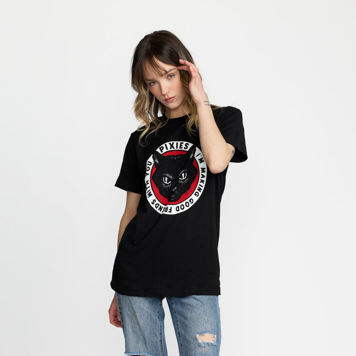 Pixies Tame Tee front print on model; official Pixies merch by TSURT