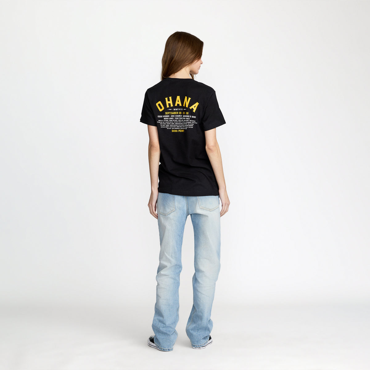 Ohana Festival Marlin Tee back print on model; official Ohana Festival merch by TSURT