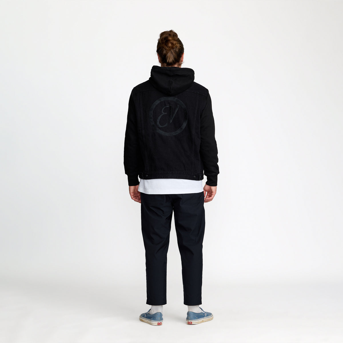 Eddie Vedder Station Trucker jacket back on model; official band merch by TSURT