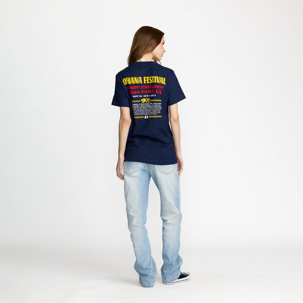 Ohana Festival Sunny Daze Tee back print on model; official Ohana Festival merch by TSURT
