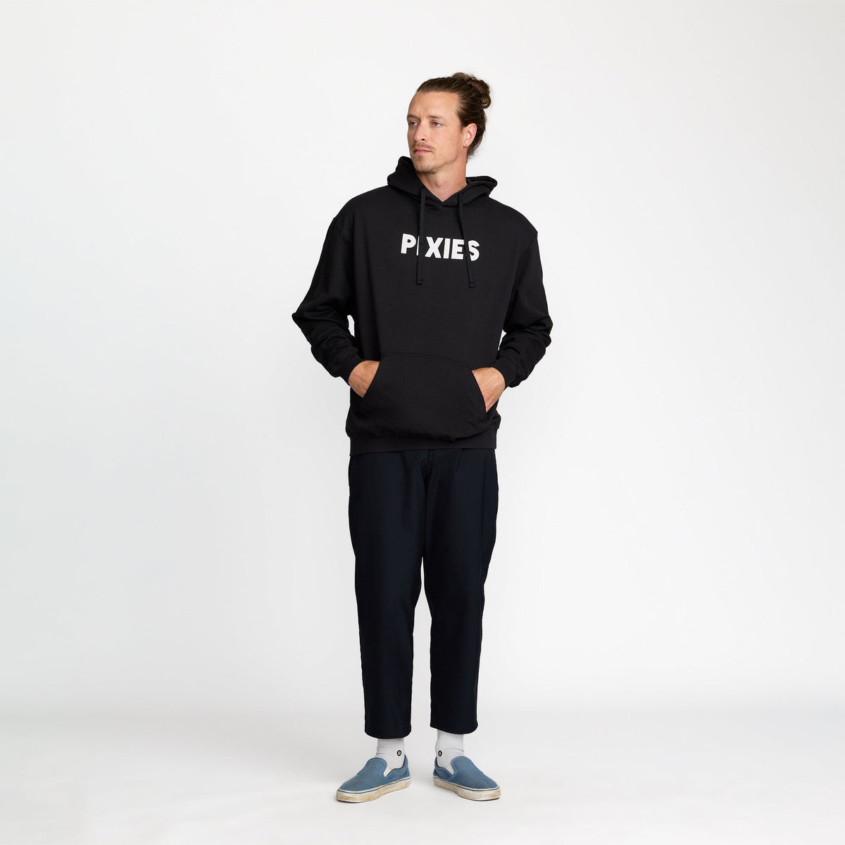 Pixies Tame Pullover Sweatshirt front print on model; official Pixies merch by TSURT