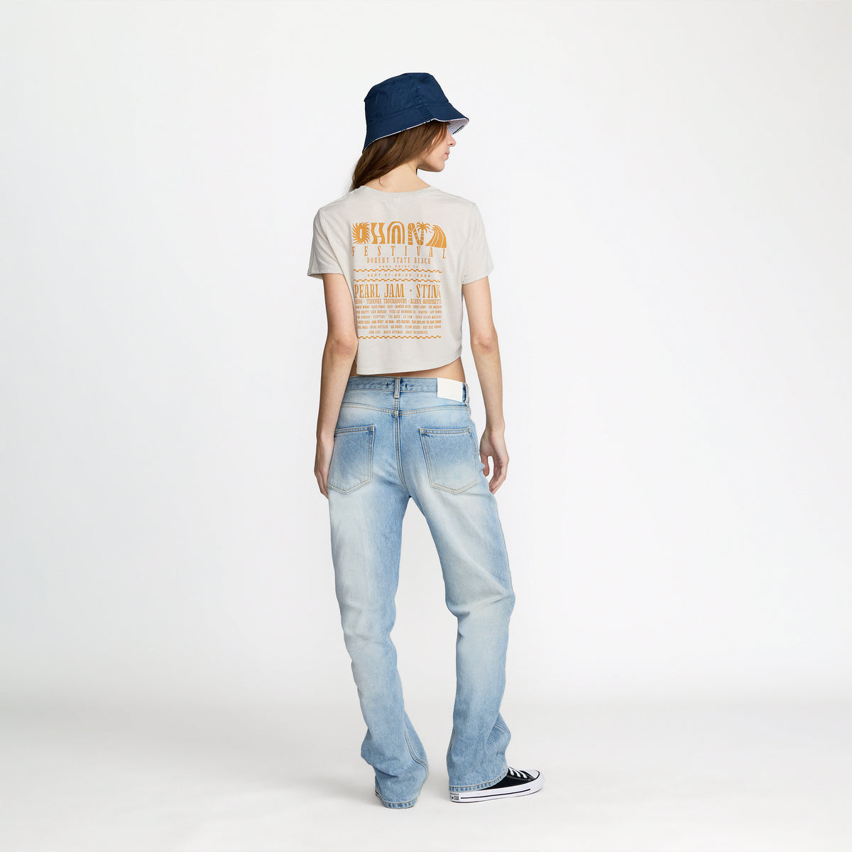 Ohana Festival Nature Forms Crop back print on model; official Ohana Festival merch by TSURT