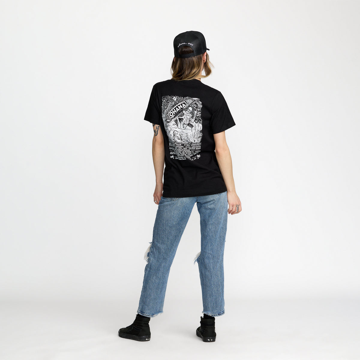 Ohana Festival Dead Air Tee back print on model; official Ohana Festival merch by TSURT