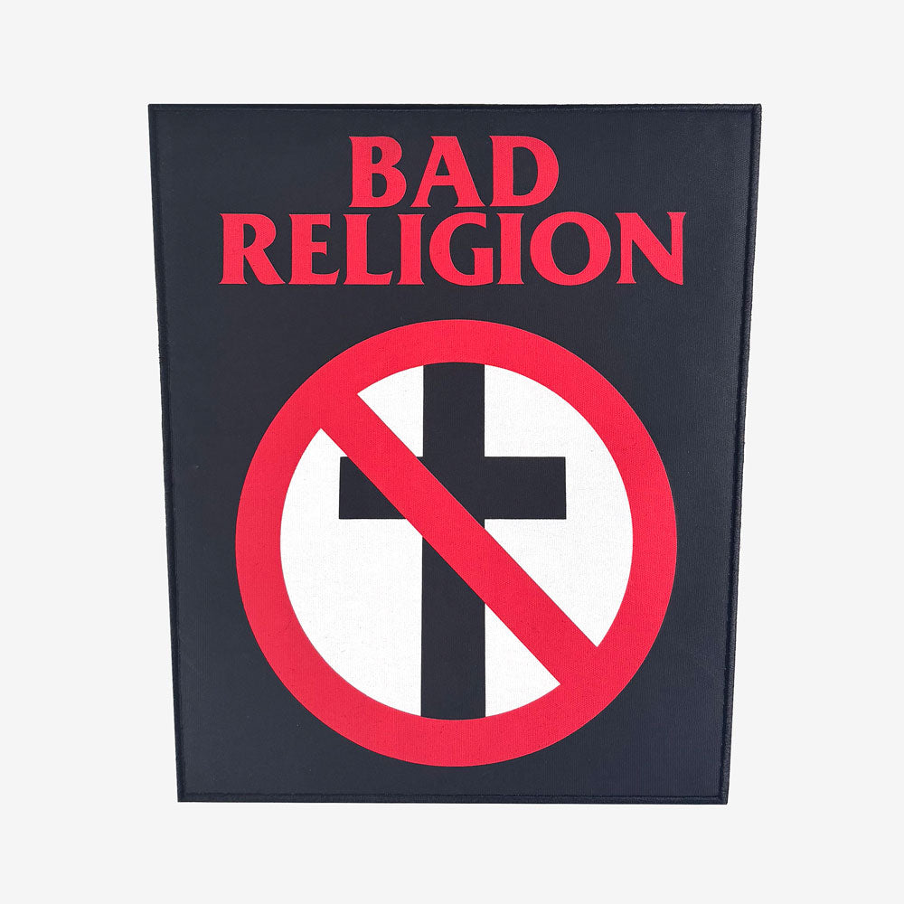 Black patch with "Bad Religion" written above the Bad Religion crossbuster logo