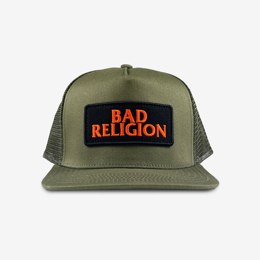 Bad Religion Text Trucker Hat Military