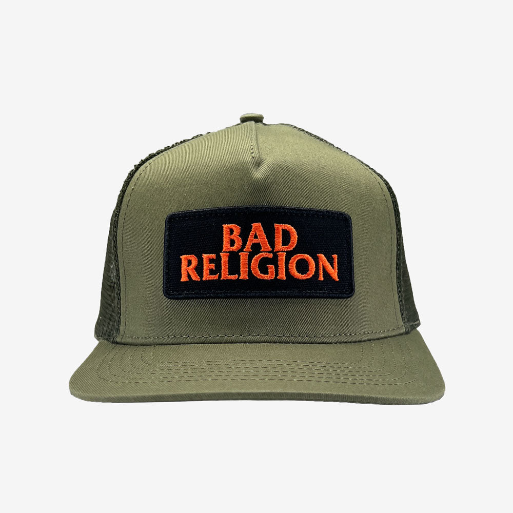 Bad Religion Text Trucker Hat Military