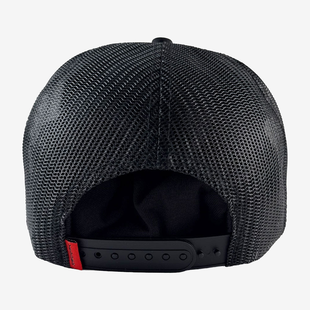 Black mesh cap on a white background