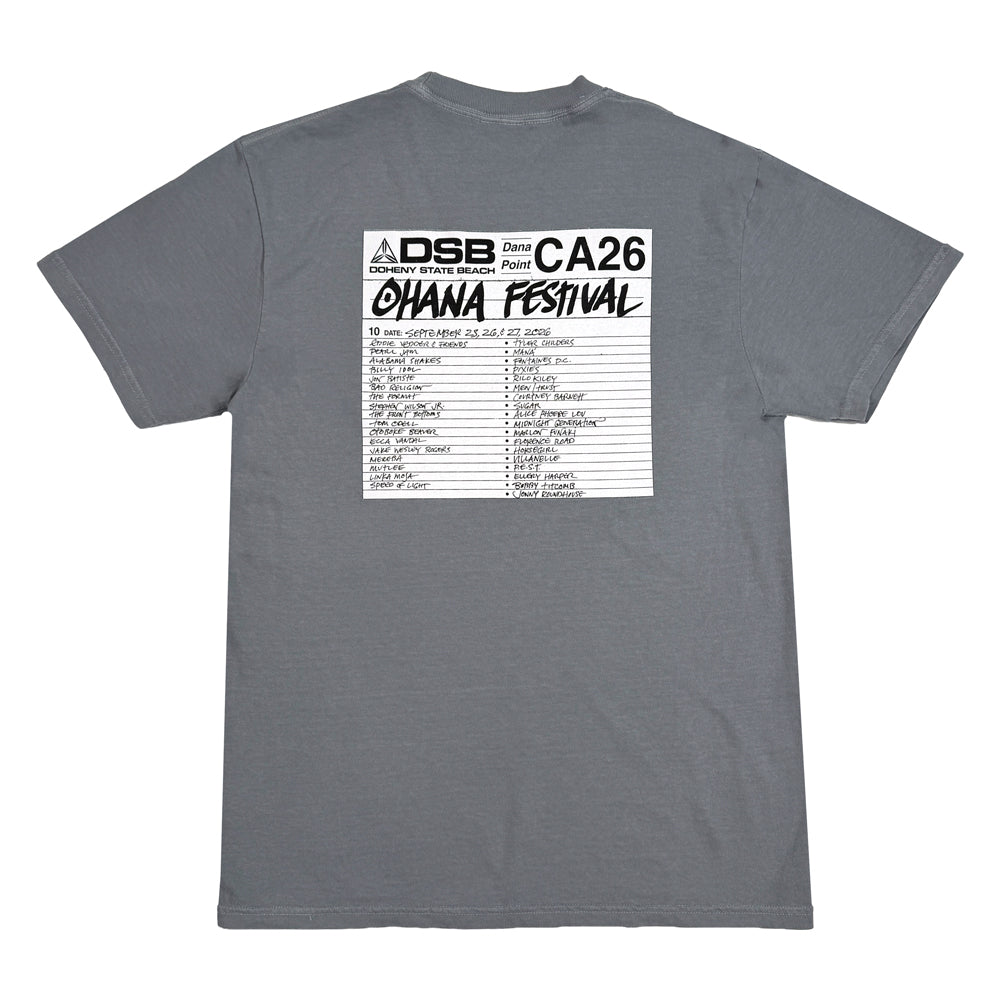 Granite-gray Ohana Mix Tape Tee with a black-and-white cassette tape graphic centered on the chest.