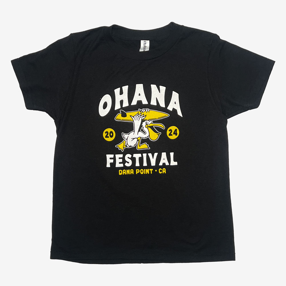 Ohana Festival Pelican Surfer Kids Tee Black