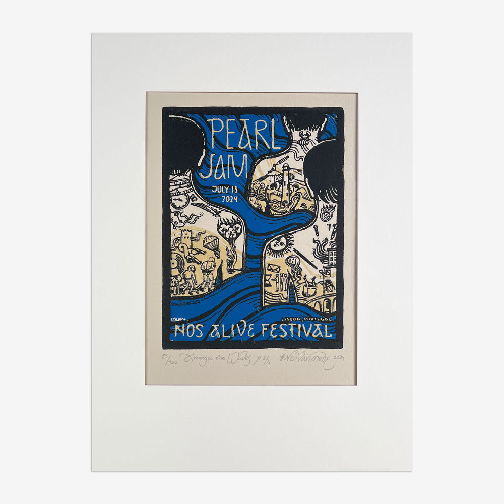 Pearl Jam 07/13/2024 Lisbon Event Woodblock Print