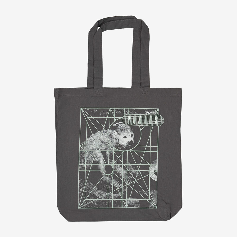 Pixies Monkey Grid Tote Bag Charcoal