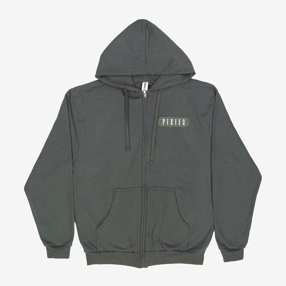 Pixies Monkey Grid Zip Hoodie Charcoal