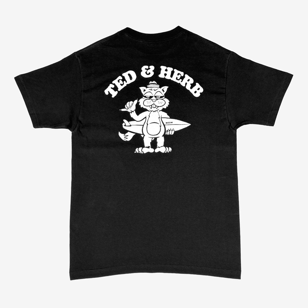 Ted & Herb Surf Cat Tee Black