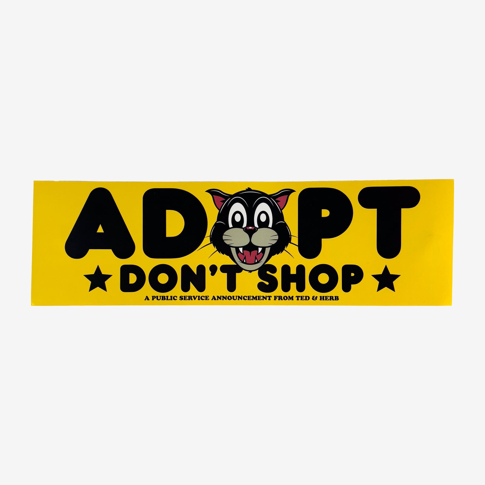 Ted & Herb Adopt Don't Shop Bumper Sticker; official merchandise by TSURT