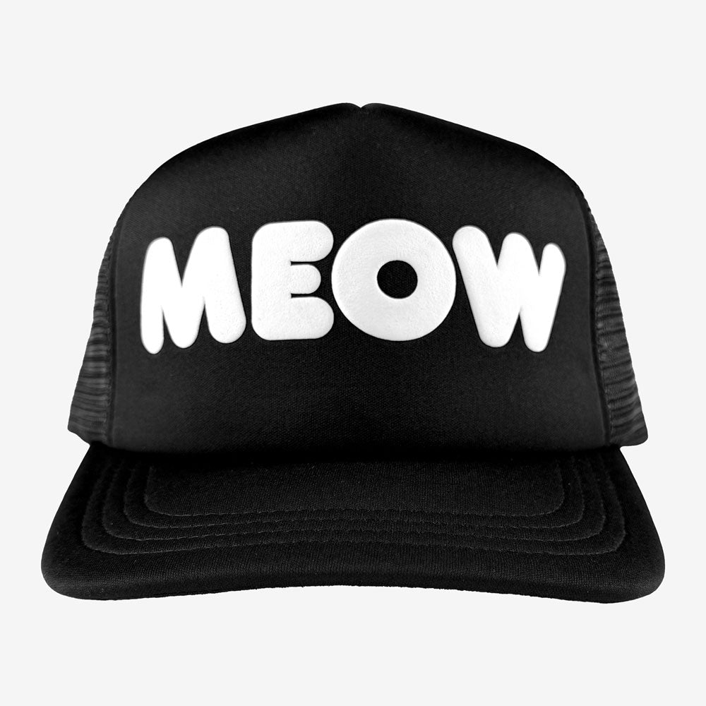 Ted & Herb Meow Trucker Hat in black; official merch by TSURT